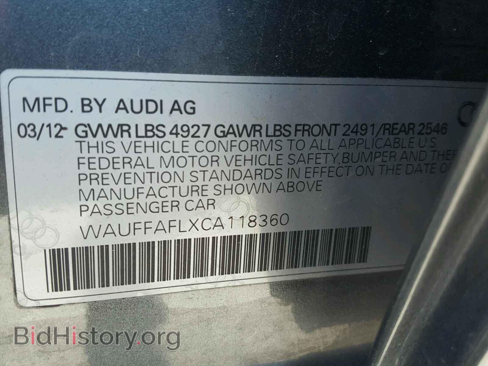 2012 AUDI A4 - VIN: WAUFFAFLXCA118360 - Фото 10