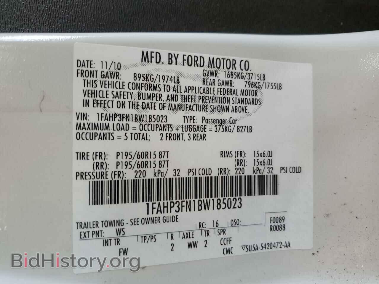 2011 FORD FOCUS - VIN: 1FAHP3FN1BW185023 - Фото 12