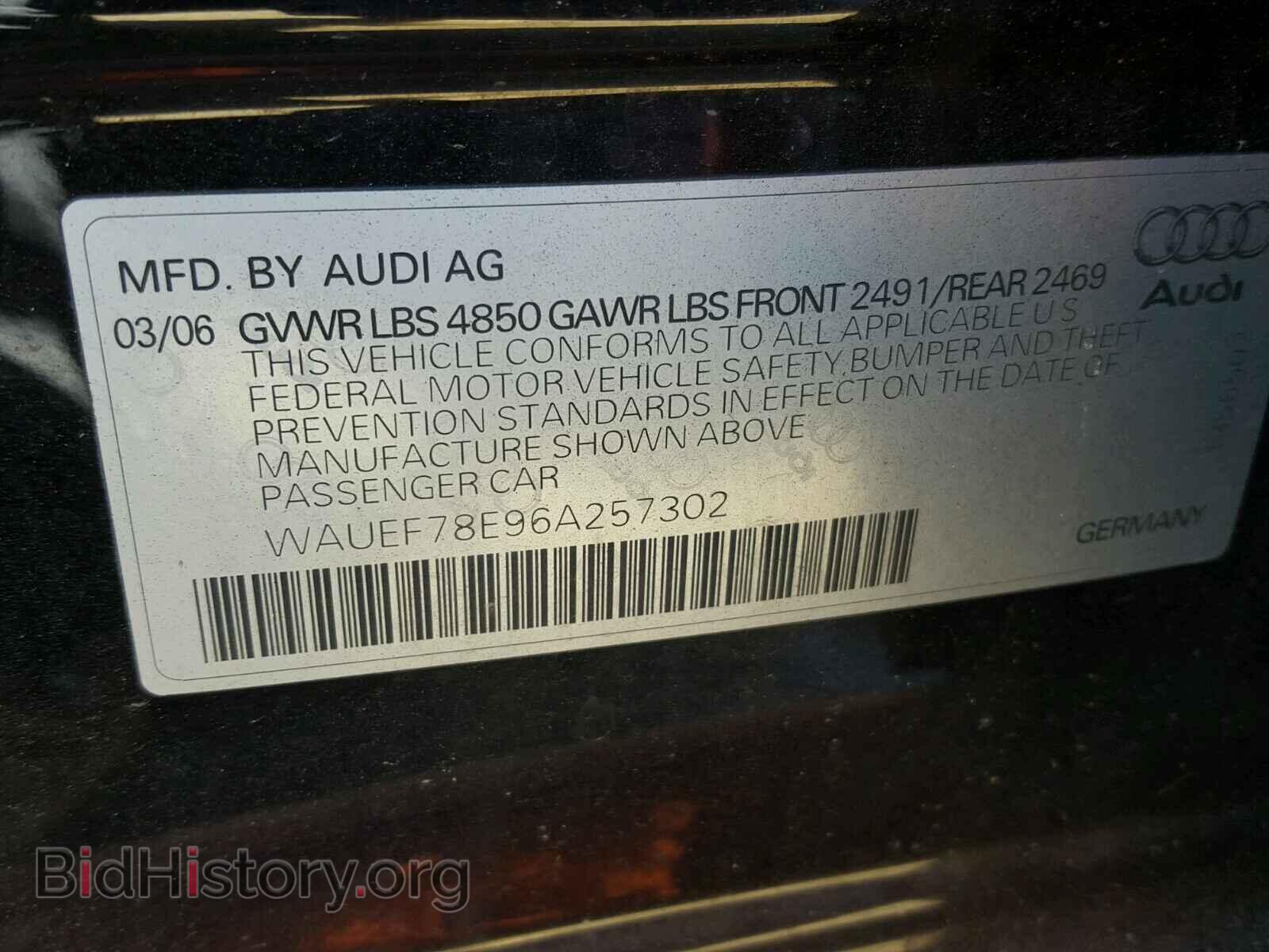 2006 AUDI A4 - VIN: WAUEF78E96A257302 - Photo 10