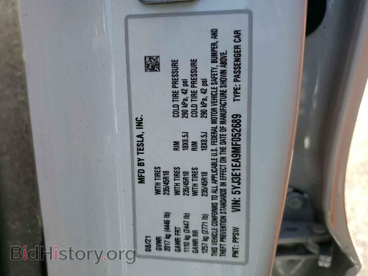 2021 TESLA MODEL 3 - VIN: 5YJ3E1EA9MF052689 - Photo 10