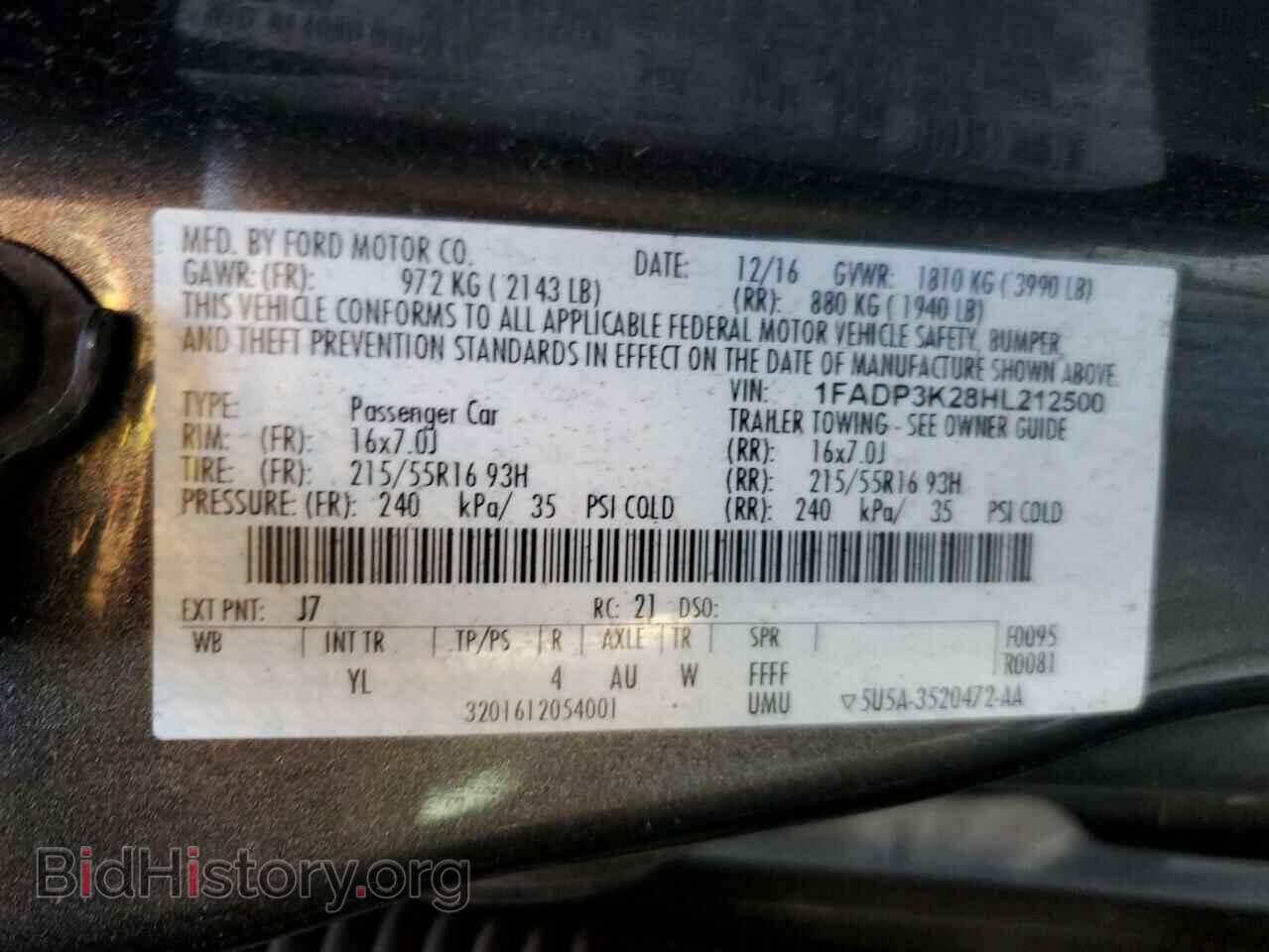 2017 FORD FOCUS - VIN: 1FADP3K28HL212500 - Фото 13