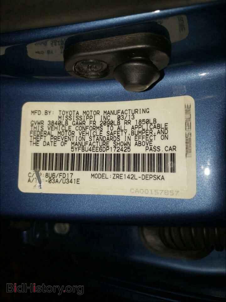 2013 TOYOTA COROLLA - VIN: 5YFBU4EE6DP172425 - Фото 10