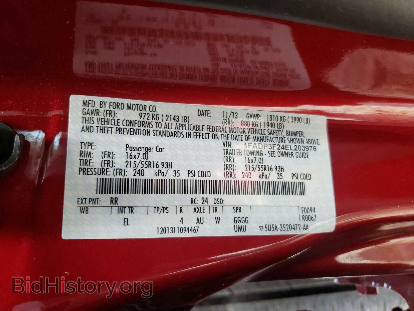 2014 FORD FOCUS - VIN: 1FADP3F24EL203976 - Фото 10