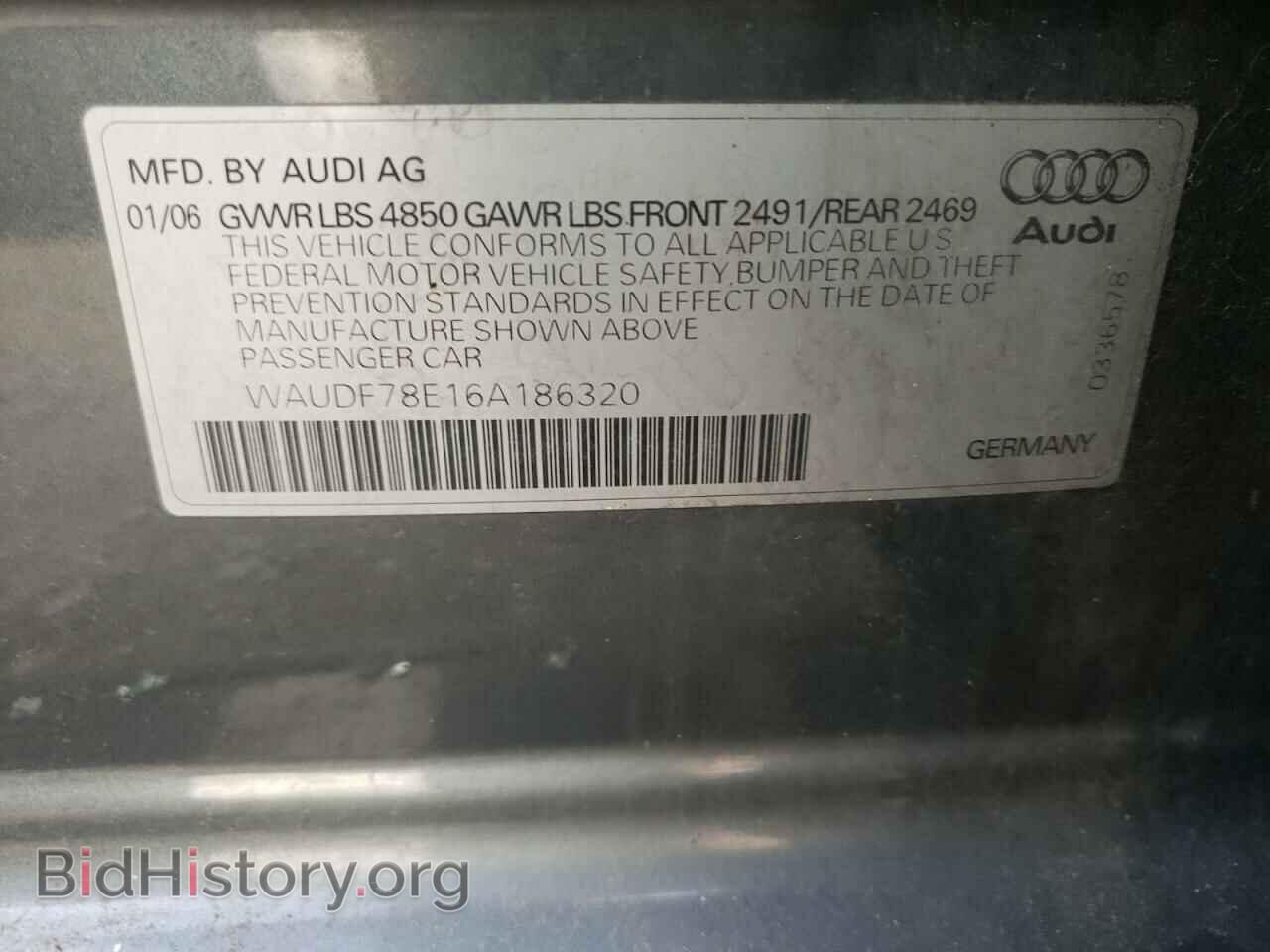 2006 AUDI A4 - VIN: WAUDF78E16A186320 - Фото 10