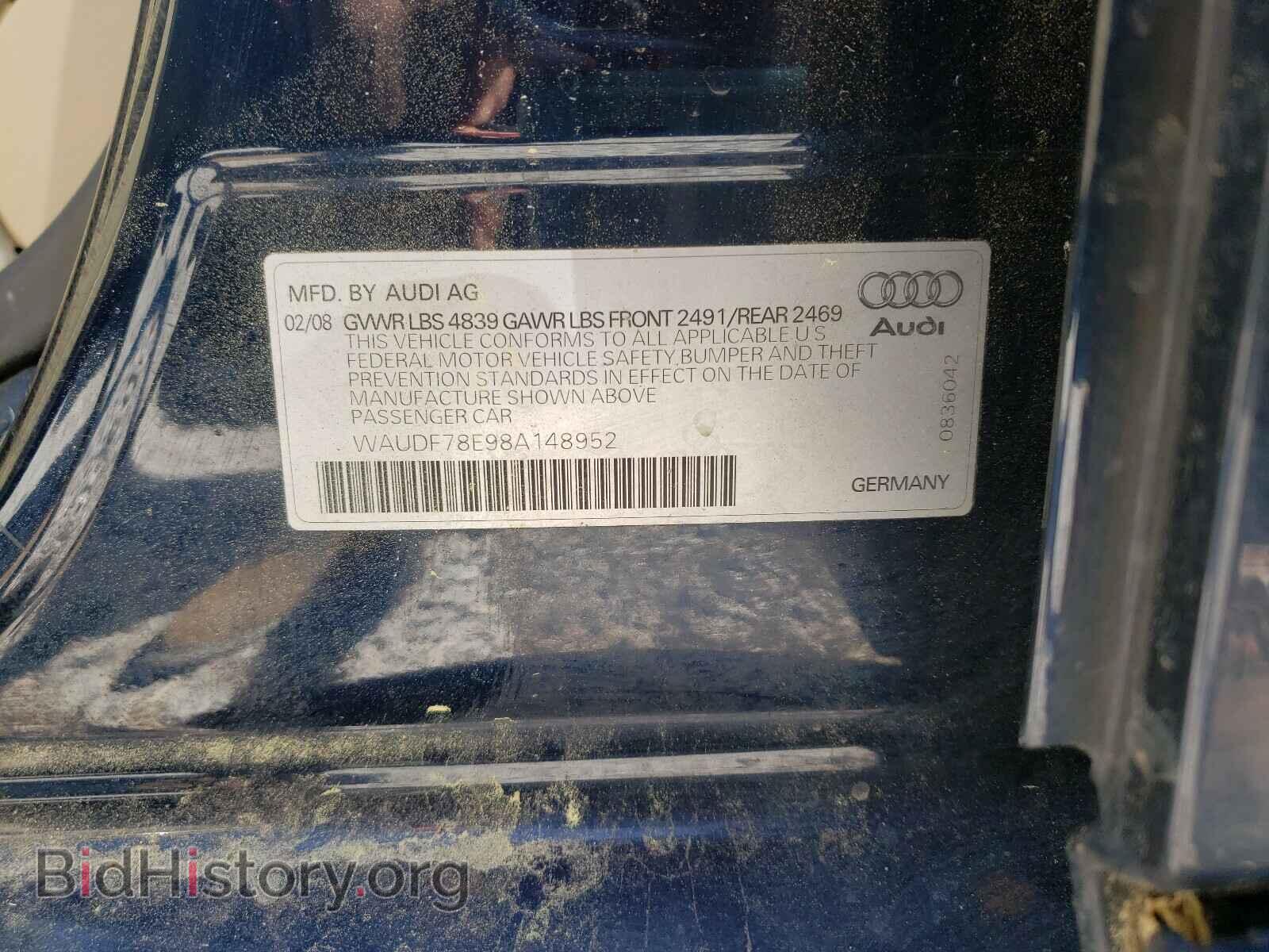 2008 AUDI A4 - VIN: WAUDF78E98A148952 - Фото 10