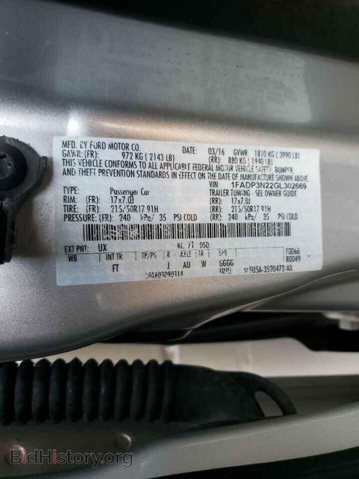 2016 FORD FOCUS - VIN: 1FADP3N22GL302669 - Фото 10