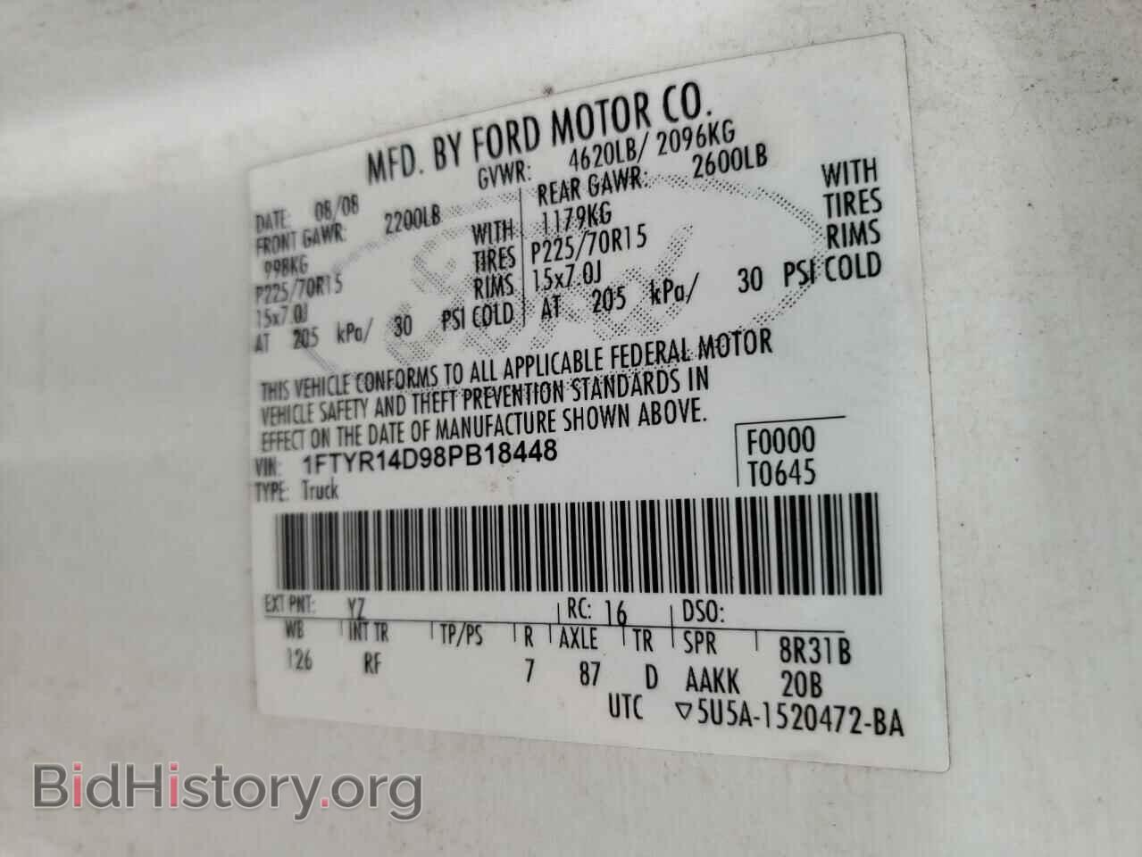 2008 FORD RANGER - VIN: 1FTYR14D98PB18448 - Photo 10