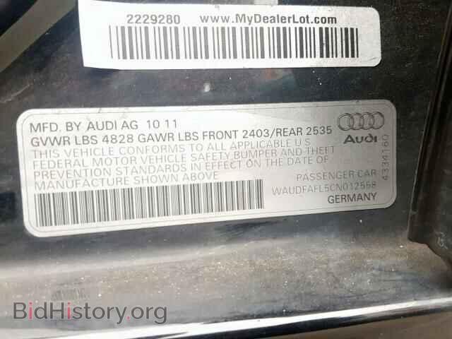 2012 AUDI A4 - VIN: WAUDFAFL5CN012558 - Фото 10