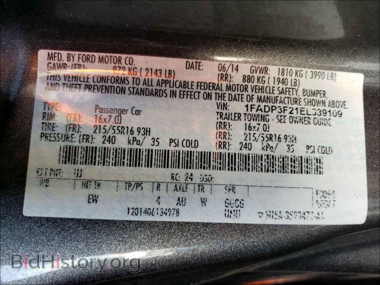 2014 FORD FOCUS - VIN: 1FADP3F21EL339109 - Фото 10