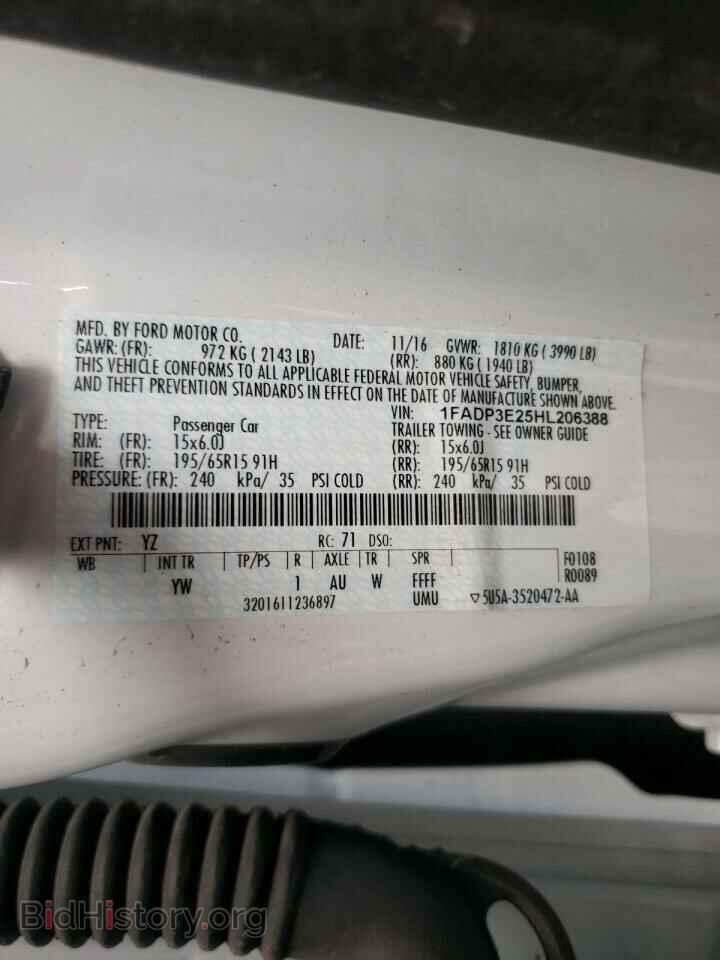 2017 FORD FOCUS - VIN: 1FADP3E25HL206388 - Фото 10