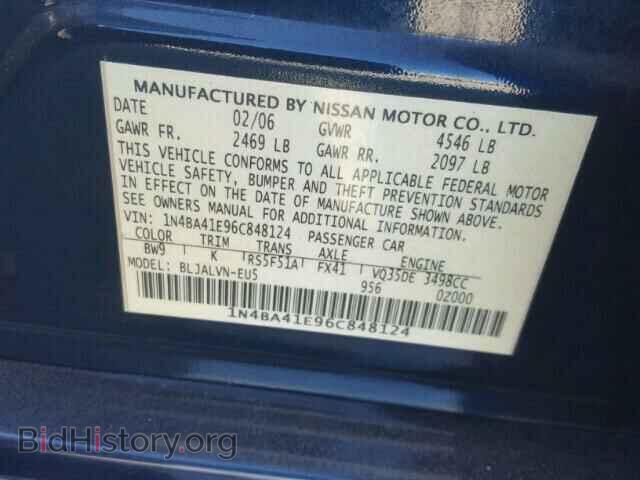 2006 NISSAN MAXIMA - VIN: 1N4BA41E96C848124 - Фото 10