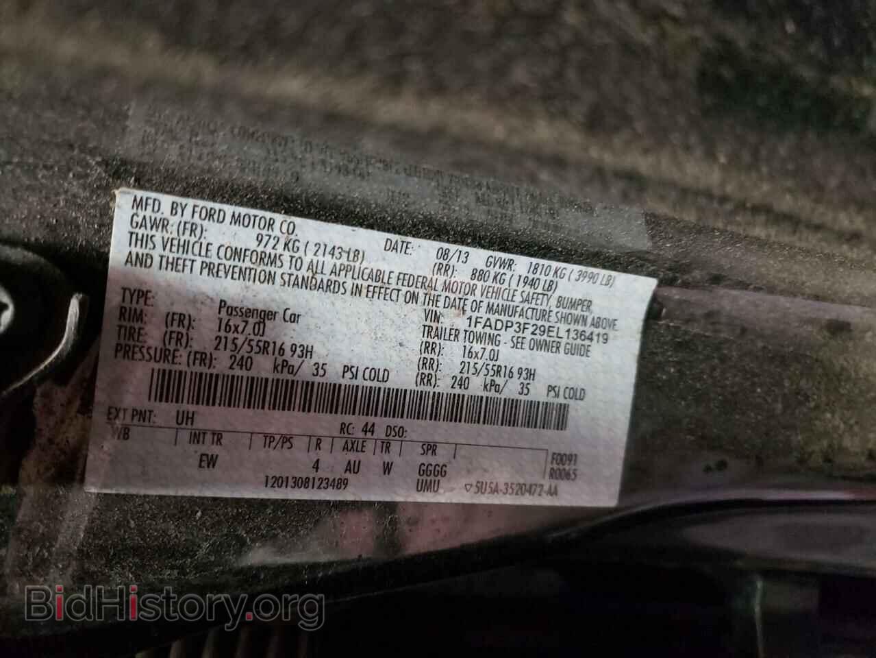 2014 FORD FOCUS - VIN: 1FADP3F29EL136419 - Фото 10