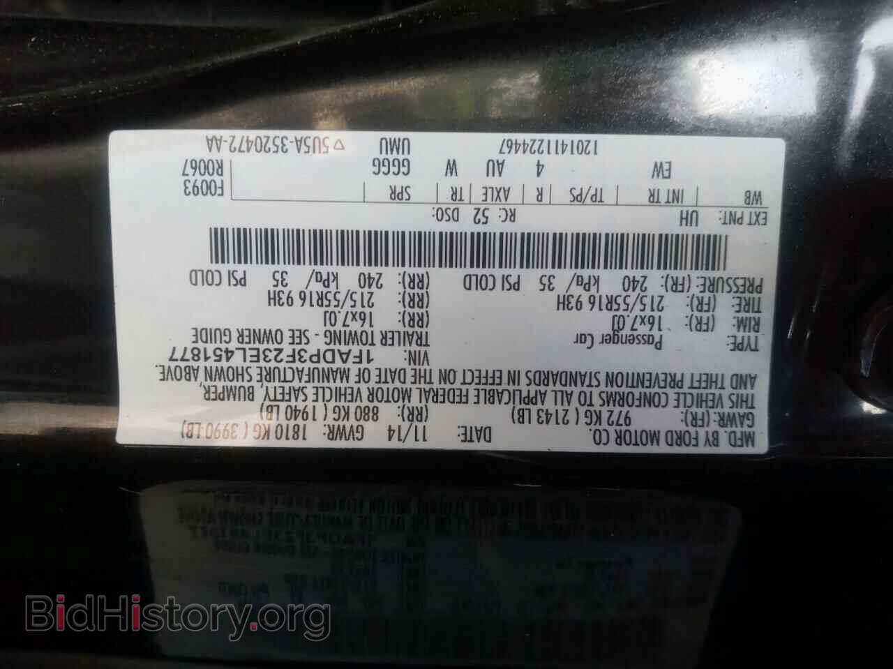 2014 FORD FOCUS - VIN: 1FADP3F23EL451877 - Фото 10