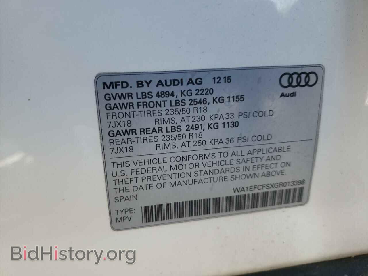 2016 AUDI Q3 - VIN: WA1EFCFSXGR013398 - Фото 10