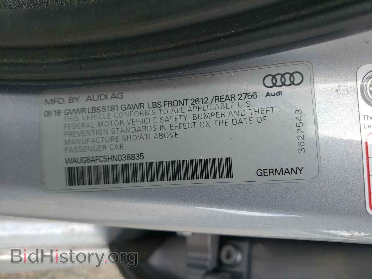 2017 AUDI A6 - VIN: WAUG8AFC5HN038835 - Фото 10