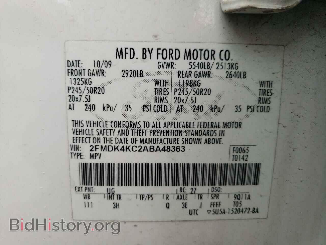 2010 FORD EDGE - VIN: 2FMDK4KC2ABA48363 - Photo 10