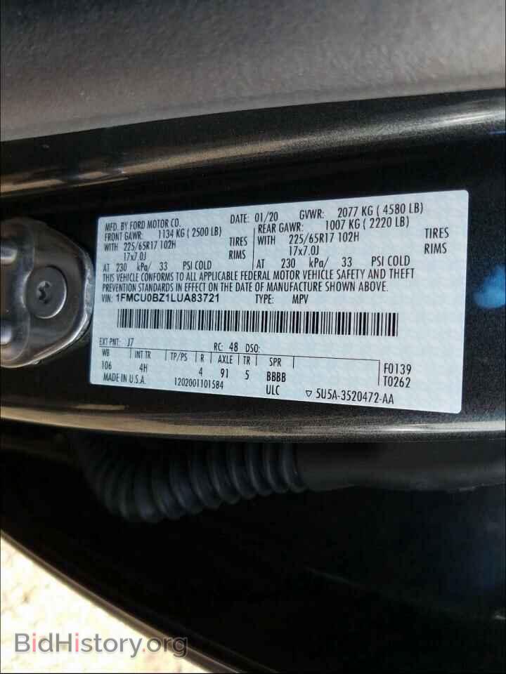 2020 FORD ESCAPE - VIN: 1FMCU0BZ1LUA83721 - Фото 10