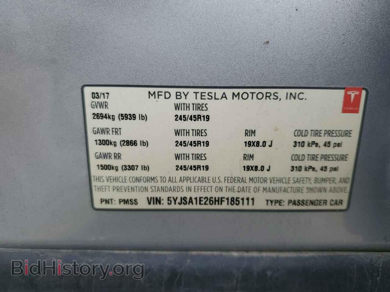 2017 TESLA MODEL S - VIN: 5YJSA1E26HF185111 - Photo 13