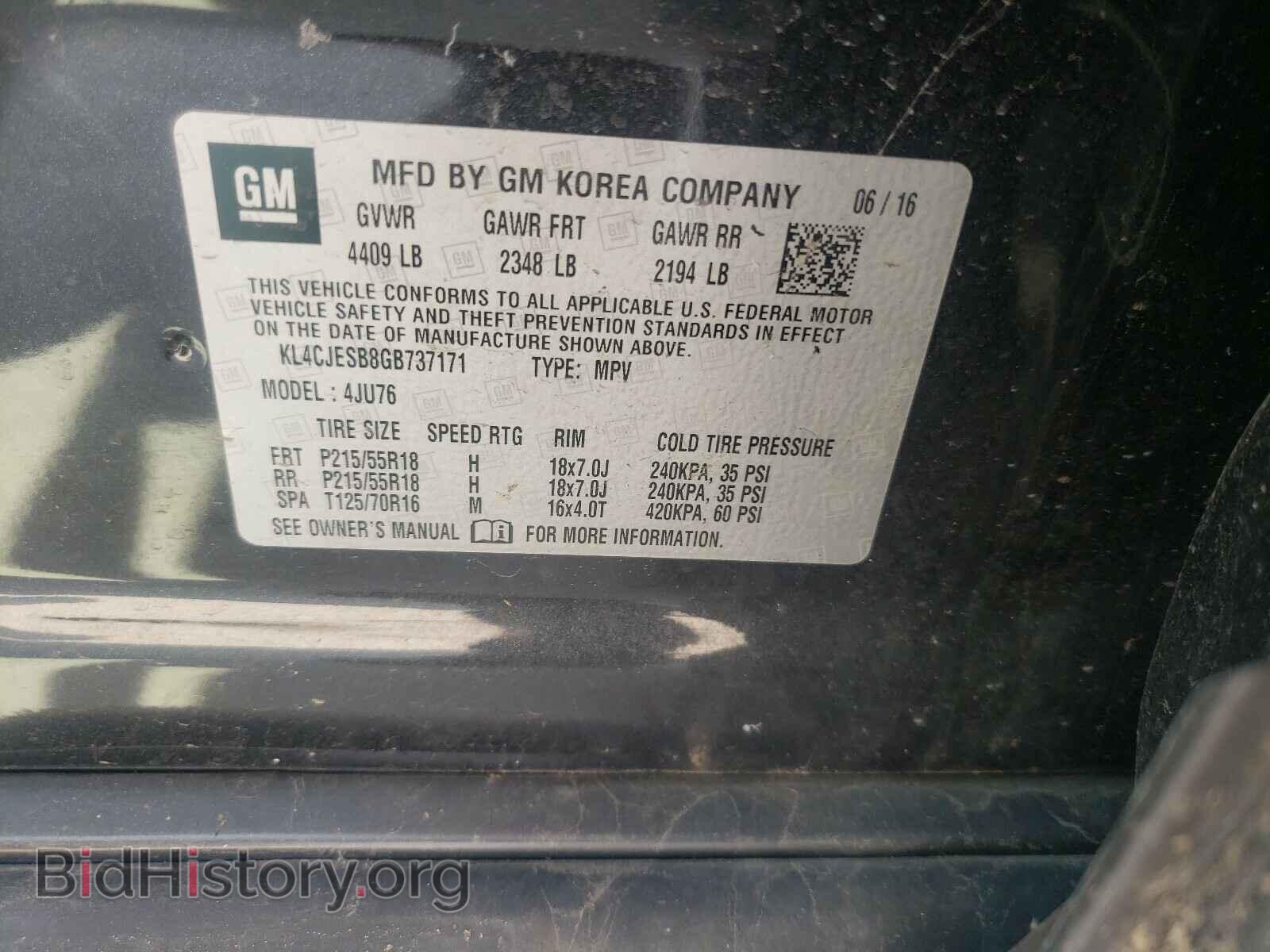 2016 BUICK ENCORE - VIN: KL4CJESB8GB737171 - Photo 10