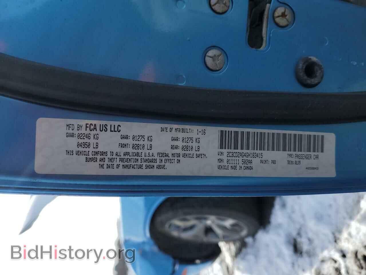 2016 DODGE CHALLENGER - VIN: 2C3CDZAG4GH183415 - Фото 12