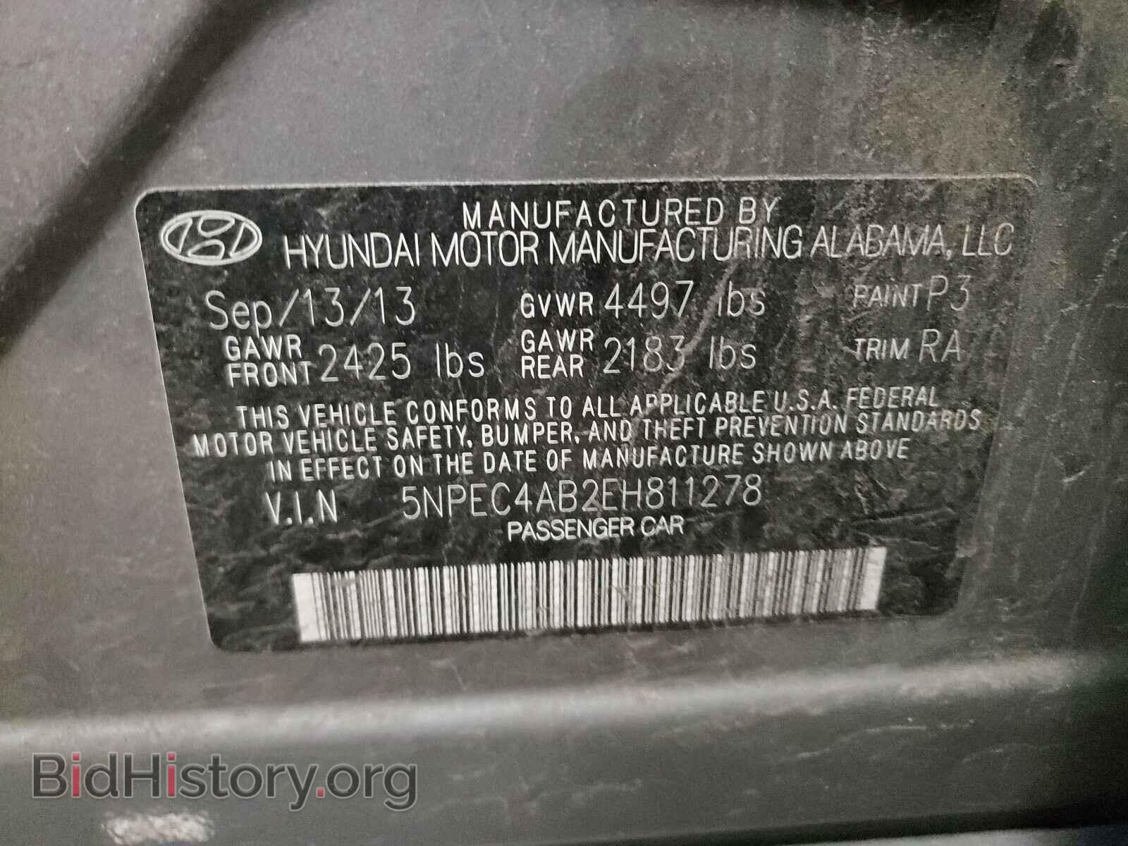 2014 HYUNDAI SONATA - VIN: 5NPEC4AB2EH811278 - Фото 10