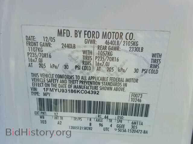 2006 FORD ESCAPE - VIN: 1FMYU93186KC04392 - Фото 10