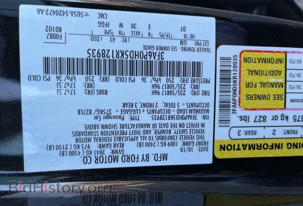2019 FORD FUSION - VIN: 3FA6P0HD5KR128935 - Фото 10