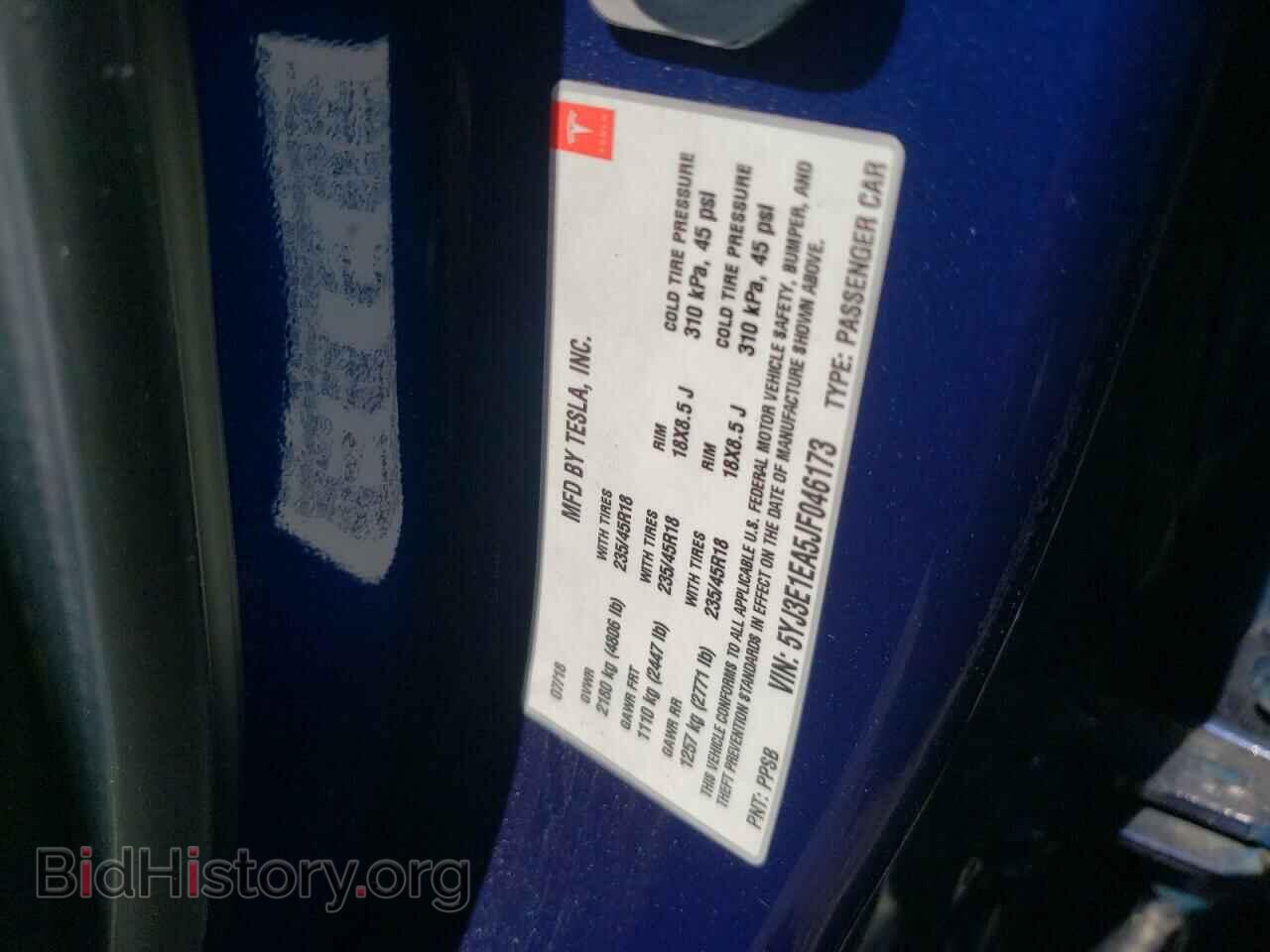 2018 TESLA MODEL 3 - VIN: 5YJ3E1EA5JF046173 - Фото 10