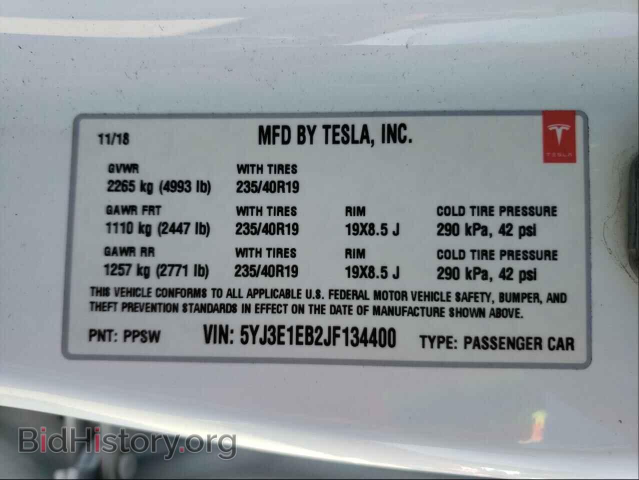 2018 TESLA MODEL 3 - VIN: 5YJ3E1EB2JF134400 - Фото 10