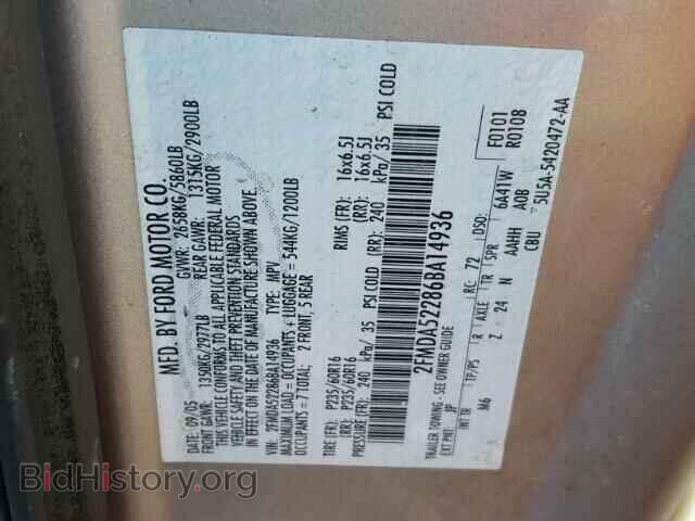 2006 FORD FREESTAR - VIN: 2FMDA52286BA14936 - Фото 10