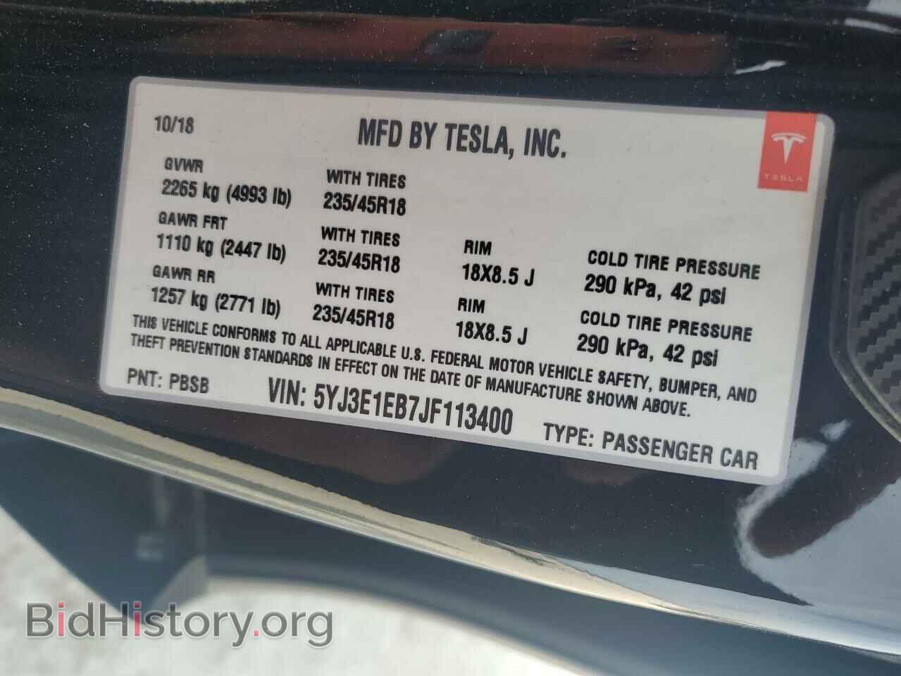 2018 TESLA MODEL 3 - VIN: 5YJ3E1EB7JF113400 - Photo 13