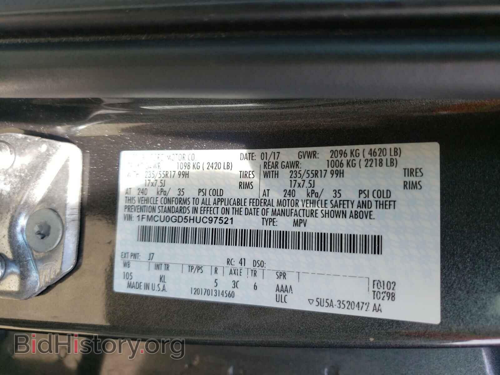 2017 FORD ESCAPE - VIN: 1FMCU0GD5HUC97521 - Фото 10