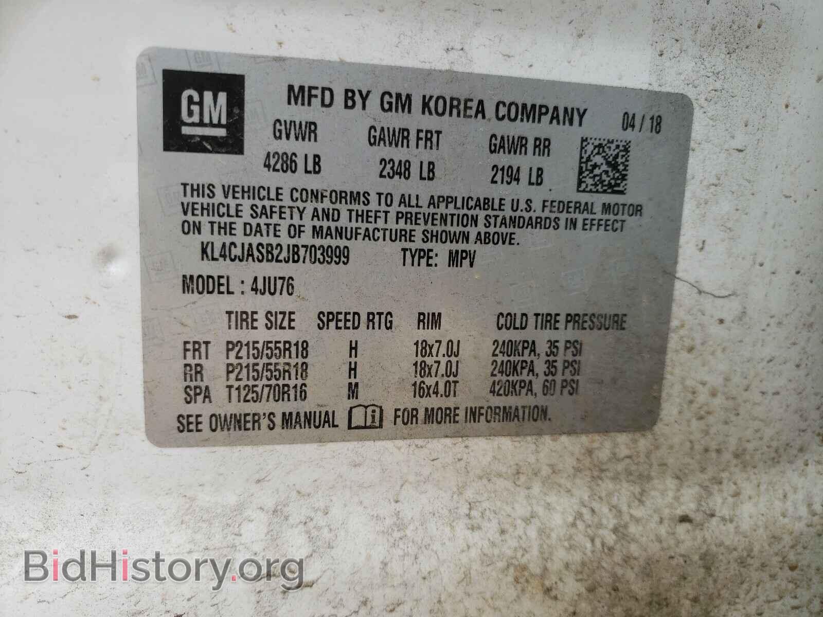 2018 BUICK ENCORE - VIN: KL4CJASB2JB703999 - Photo 10