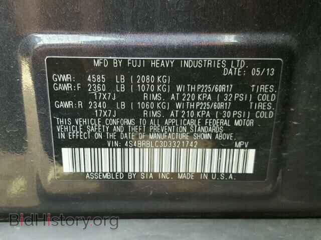 2013 SUBARU OUTBACK - VIN: 4S4BRBLC3D3321742 - Фото 10