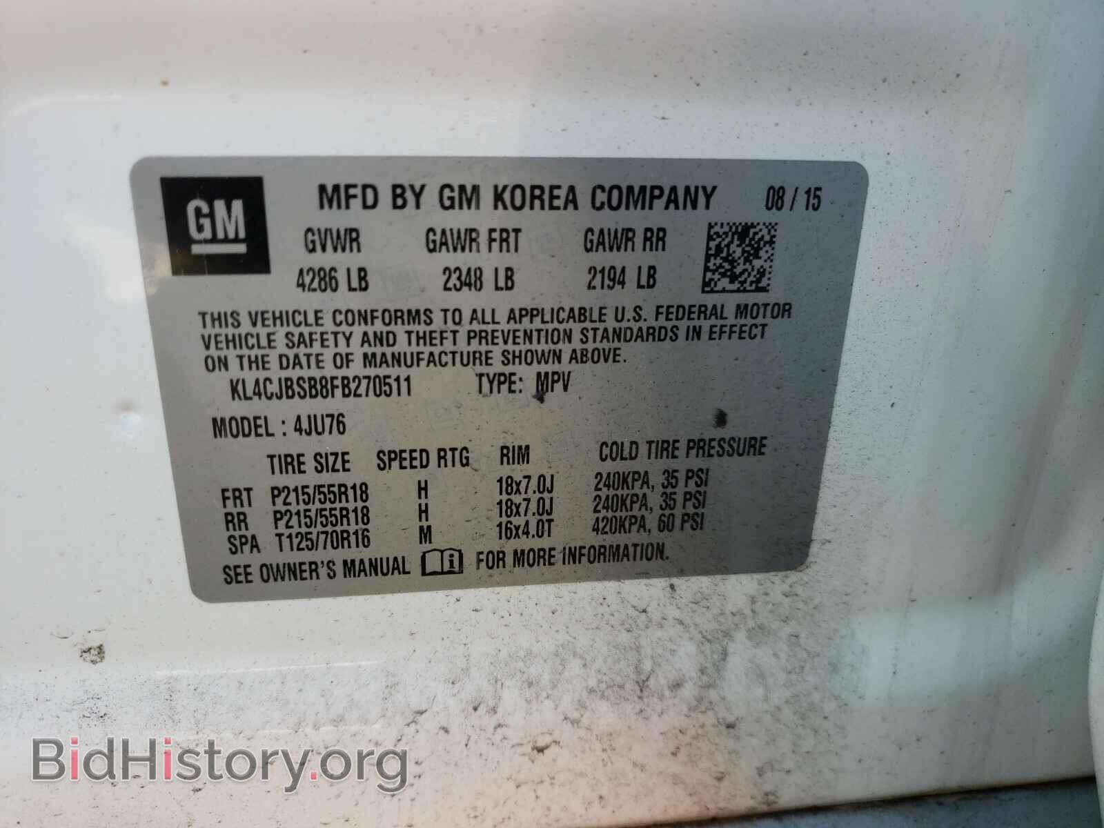 2015 BUICK ENCORE - VIN: KL4CJBSB8FB270511 - Photo 10