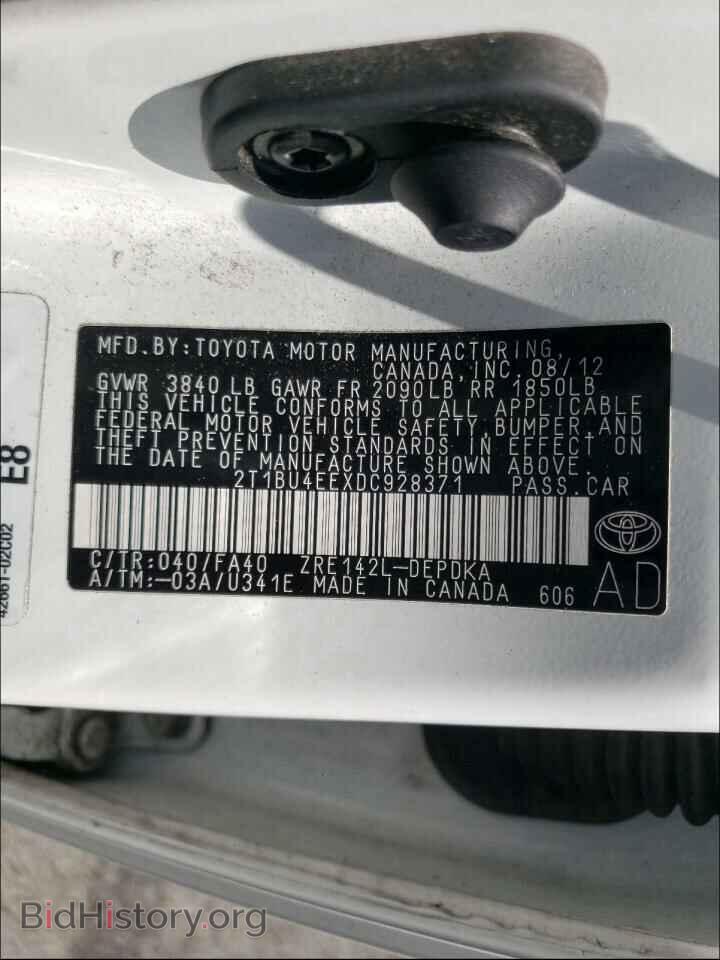 2013 TOYOTA COROLLA - VIN: 2T1BU4EEXDC928371 - Фото 10