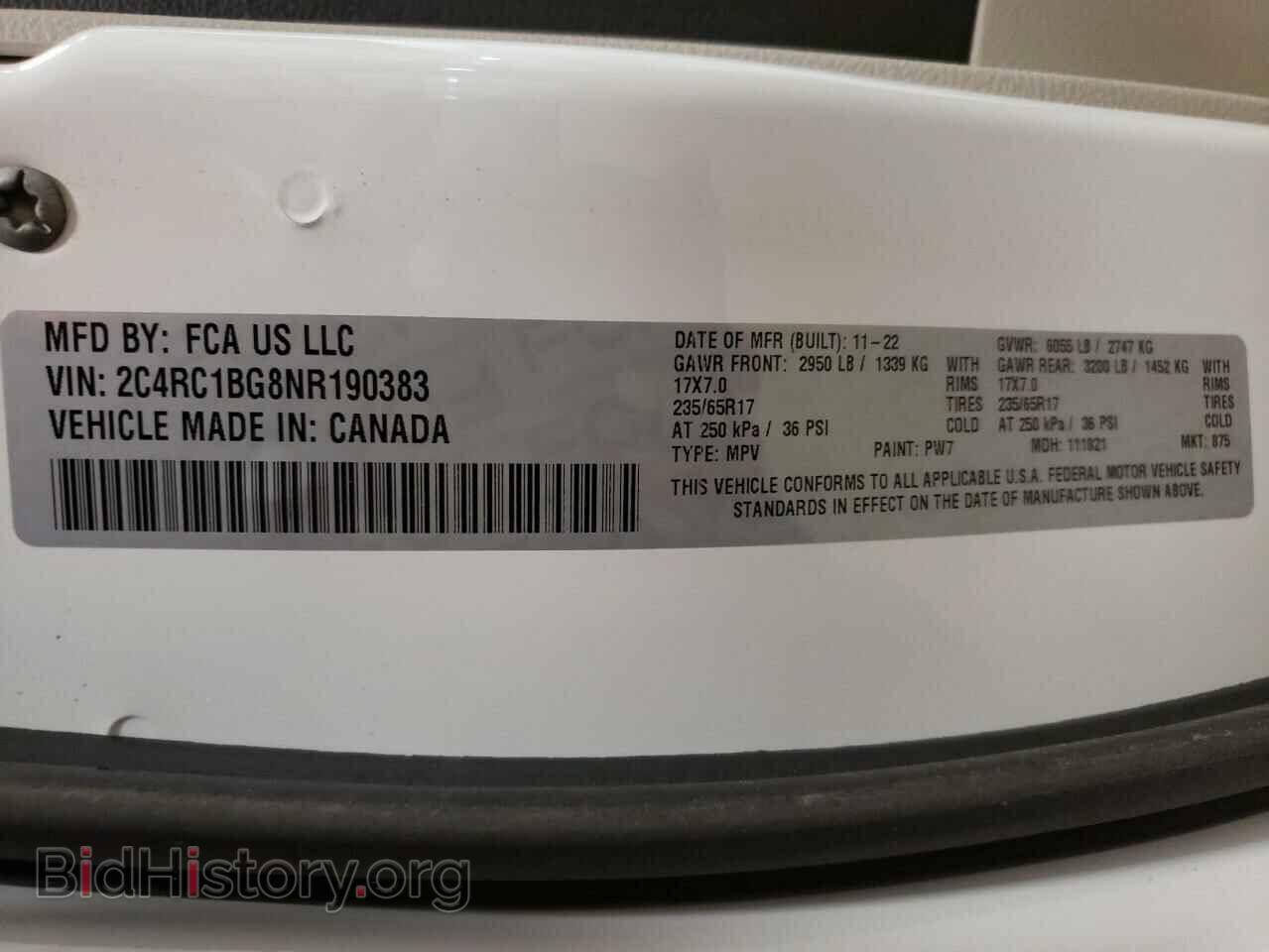 2022 CHRYSLER PACIFICA - VIN: 2C4RC1BG8NR190383 - Фото 13