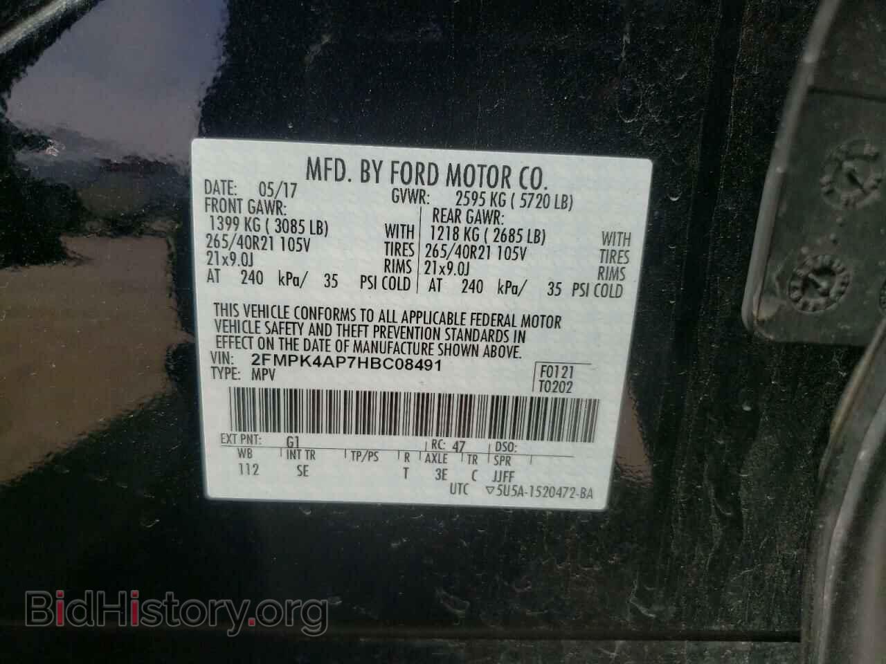 2017 FORD EDGE - VIN: 2FMPK4AP7HBC08491 - Фото 10