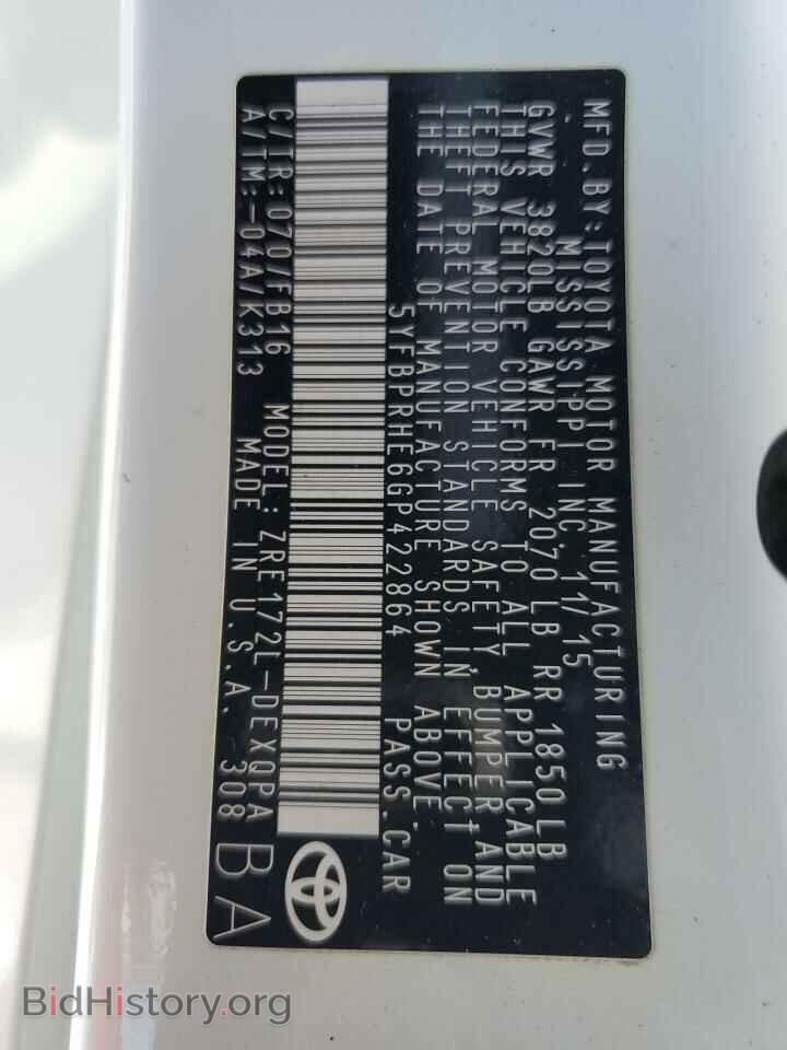 2016 TOYOTA COROLLA - VIN: 5YFBPRHE6GP422864 - Фото 13