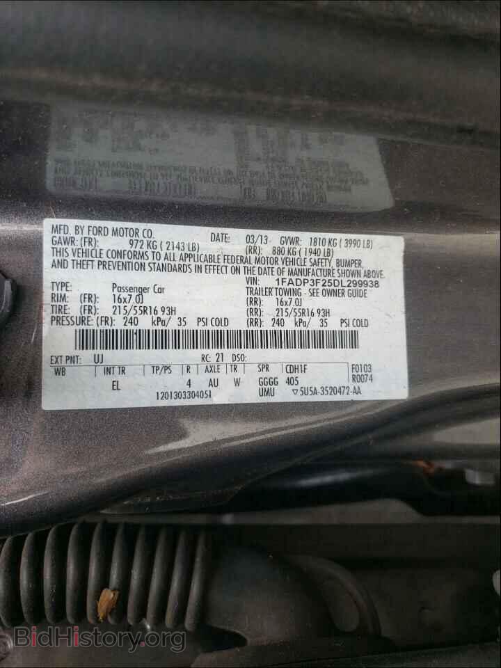 2013 FORD FOCUS - VIN: 1FADP3F25DL299938 - Фото 10