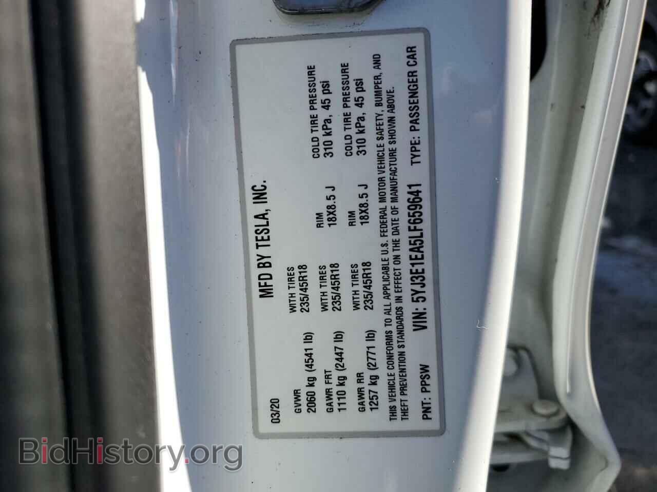 2020 TESLA MODEL 3 - VIN: 5YJ3E1EA5LF659641 - Фото 13