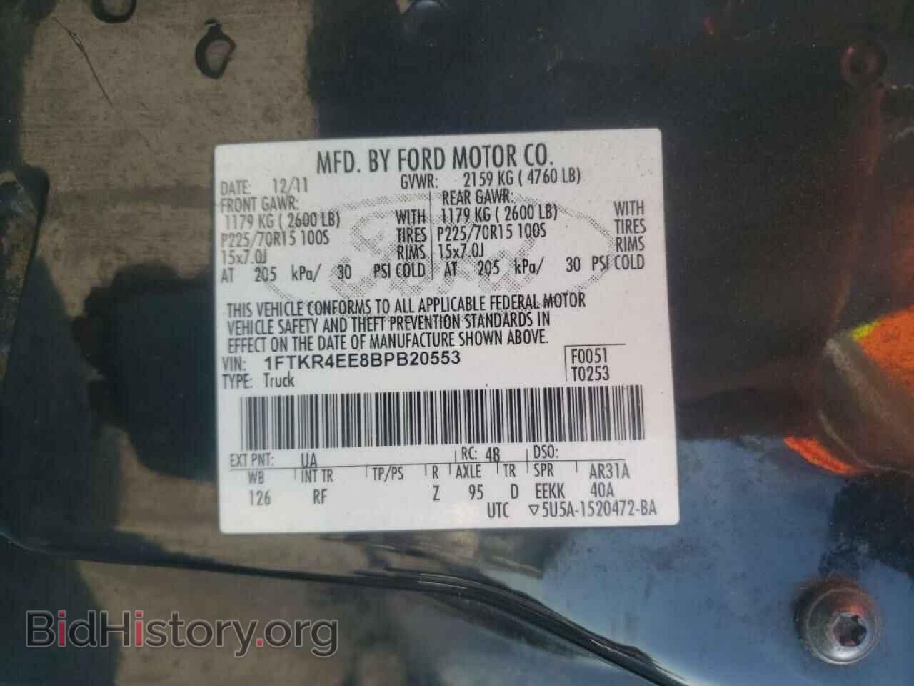 2011 FORD RANGER - VIN: 1FTKR4EE8BPB20553 - Фото 10