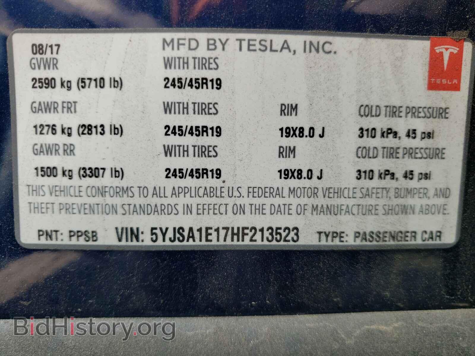 2017 TESLA MODEL S - VIN: 5YJSA1E17HF213523 - Photo 10