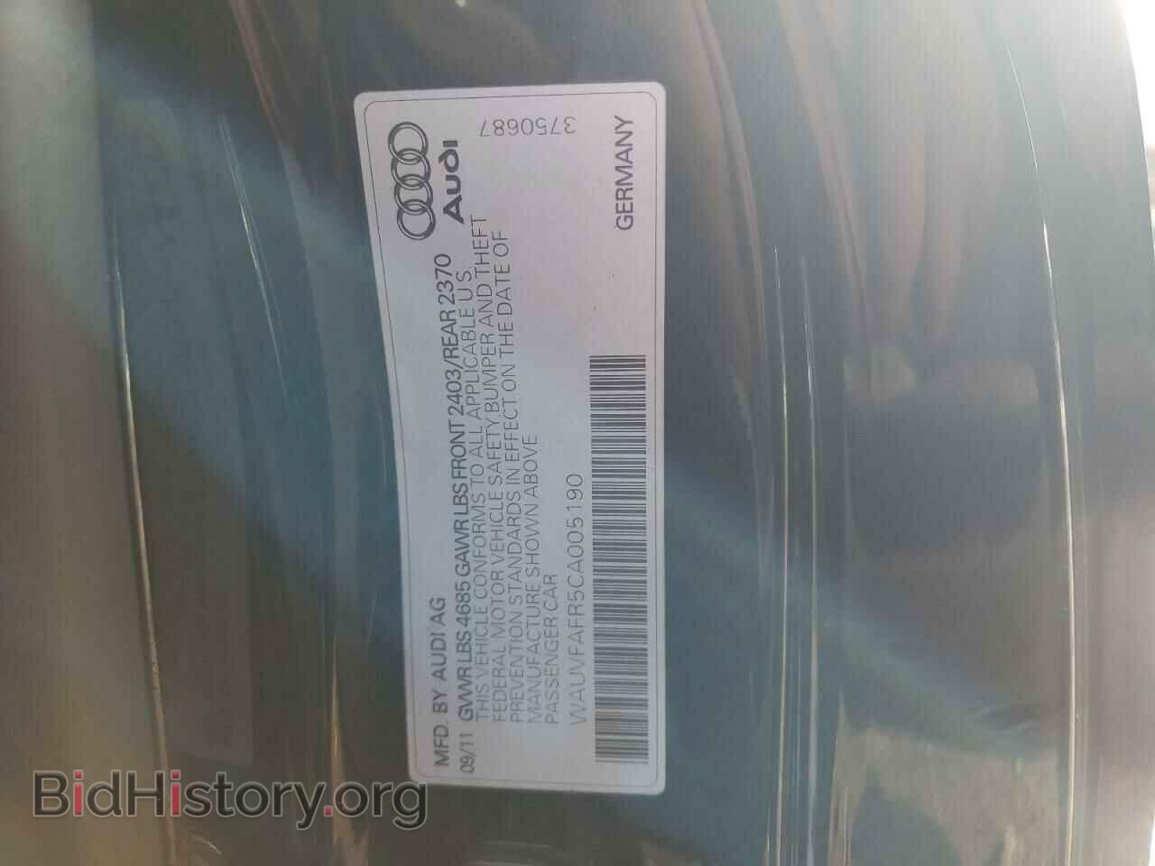 2012 AUDI A5 - VIN: WAUVFAFR5CA005190 - Photo 13