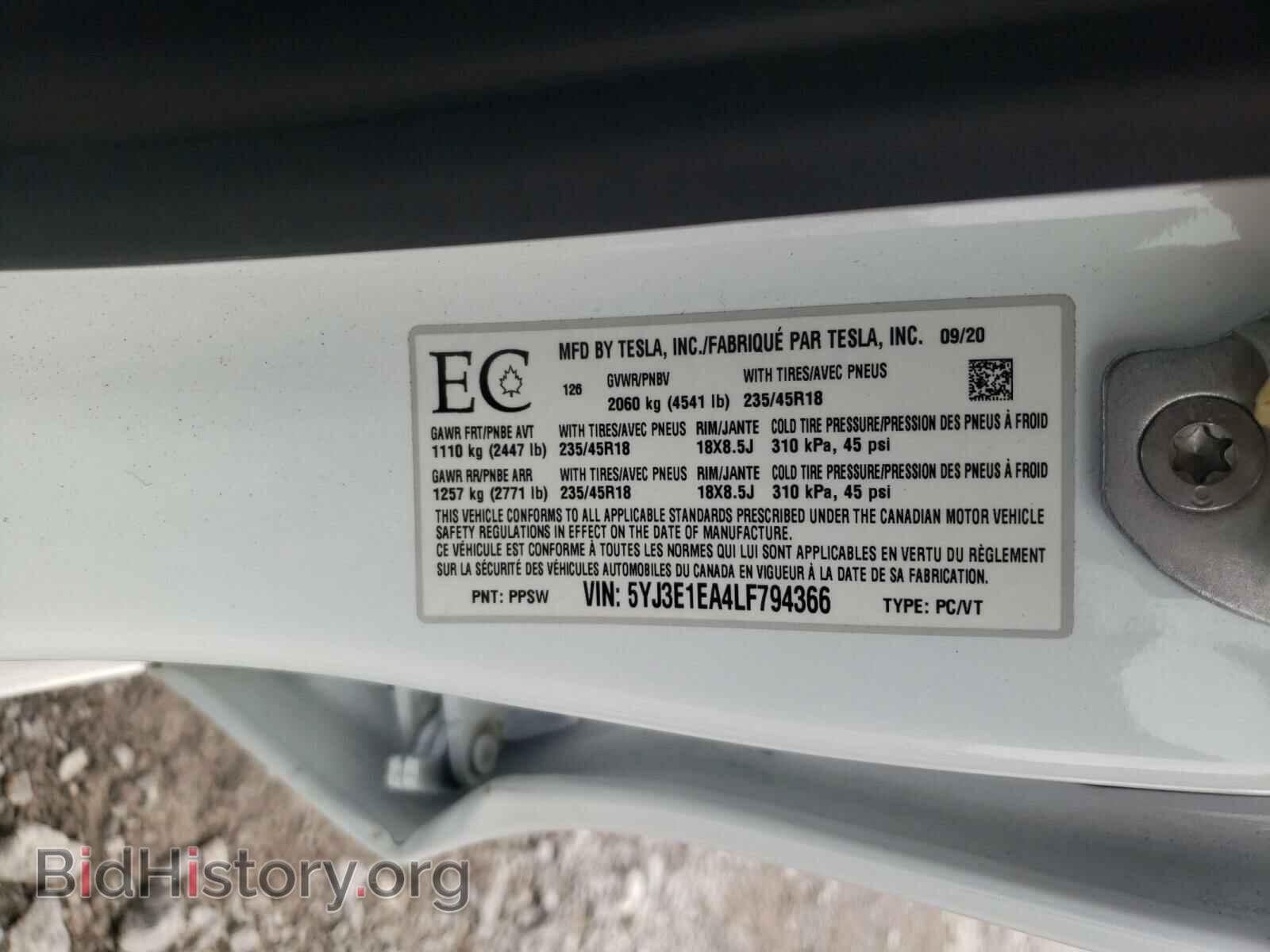 2020 TESLA MODEL 3 - VIN: 5YJ3E1EA4LF794366 - Photo 10