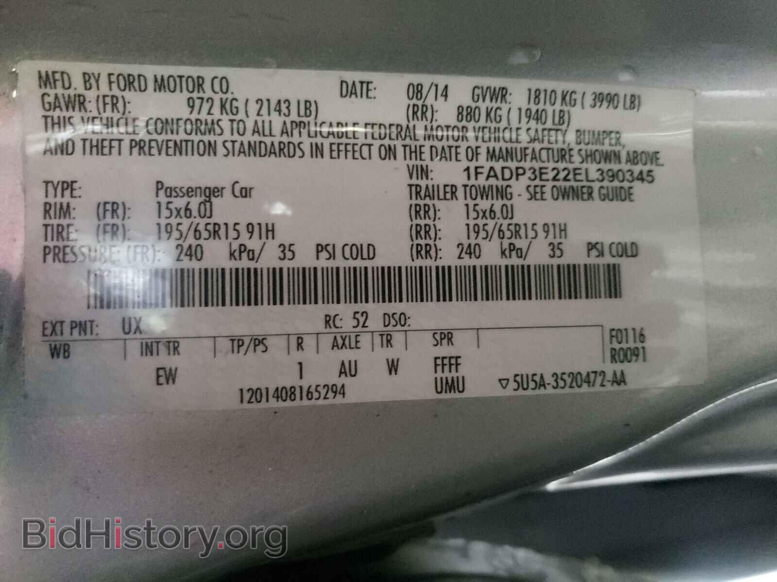 2014 FORD FOCUS - VIN: 1FADP3E22EL390345 - Фото 10