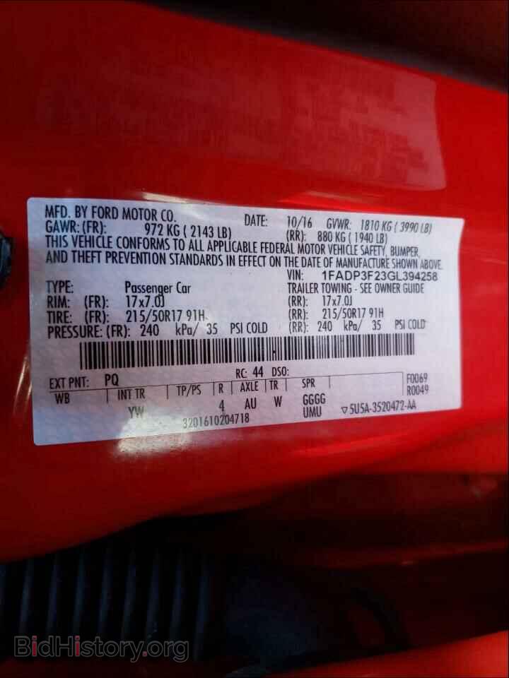 2016 FORD FOCUS - VIN: 1FADP3F23GL394258 - Фото 10