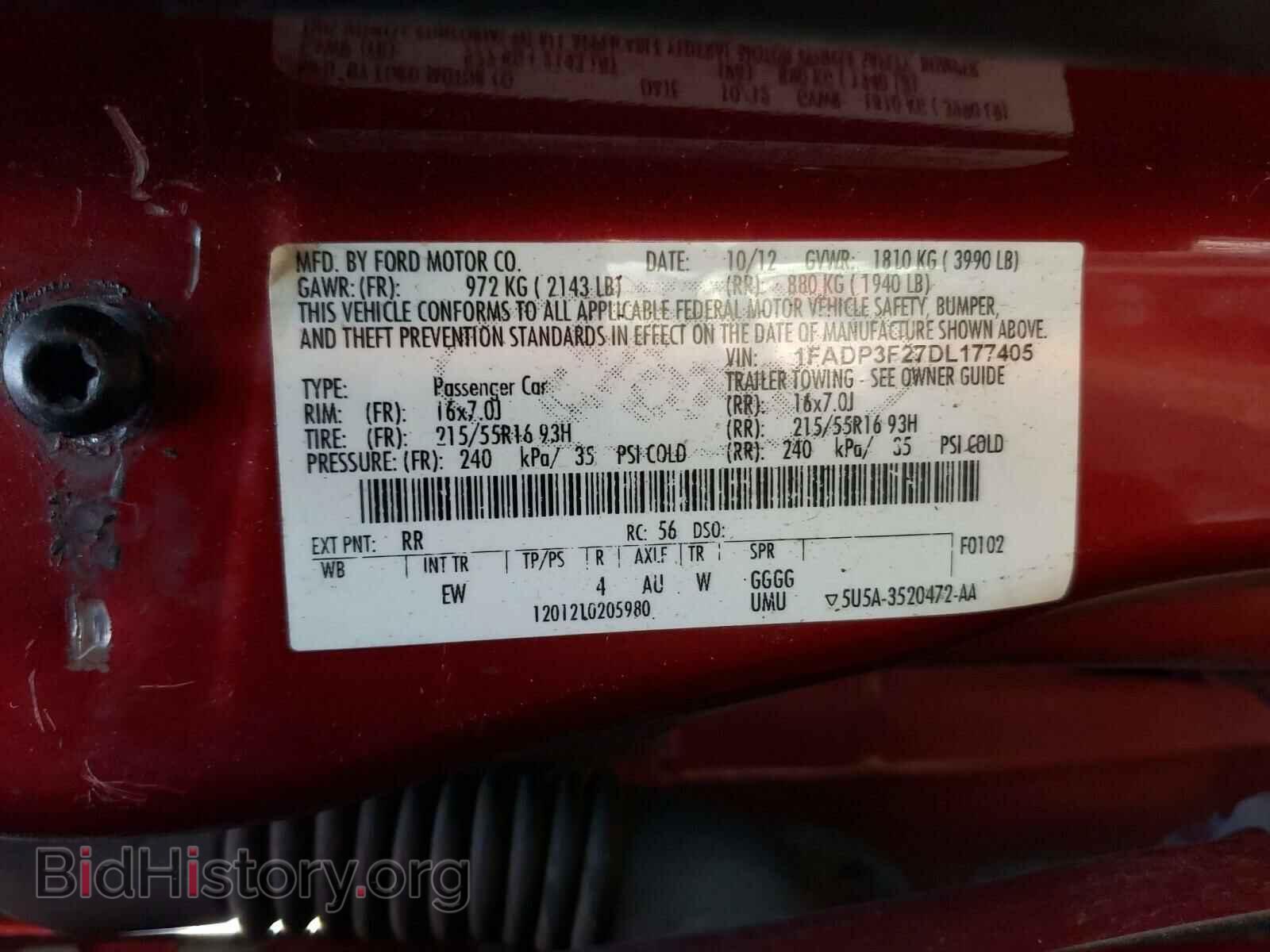 2013 FORD FOCUS - VIN: 1FADP3F27DL177405 - Фото 10