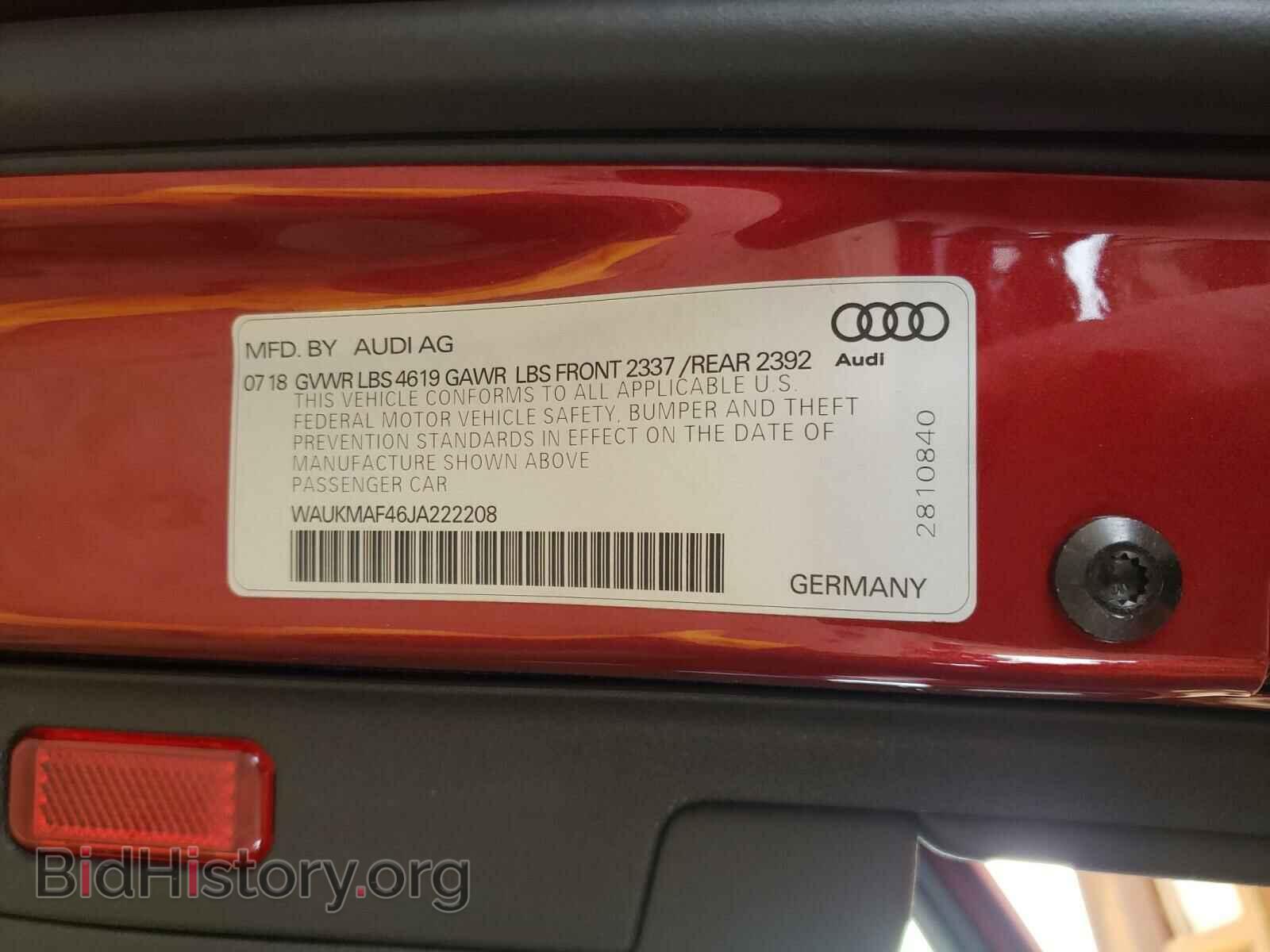 2018 AUDI A4 - VIN: WAUKMAF46JA222208 - Фото 10