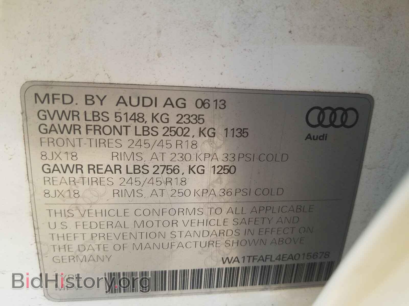 2014 AUDI A4 - VIN: WA1TFAFL4EA015678 - Фото 10